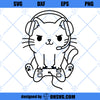 Gamer Cat SVG, Cat Play Game SVG, PNG DXF Cut Files For Cricut