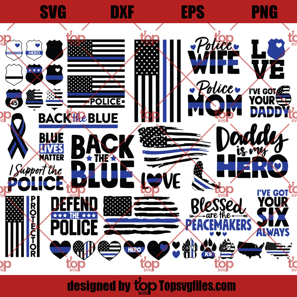 Police Thin Blue Line SVG Bundle, Police Distressed Flag SVG