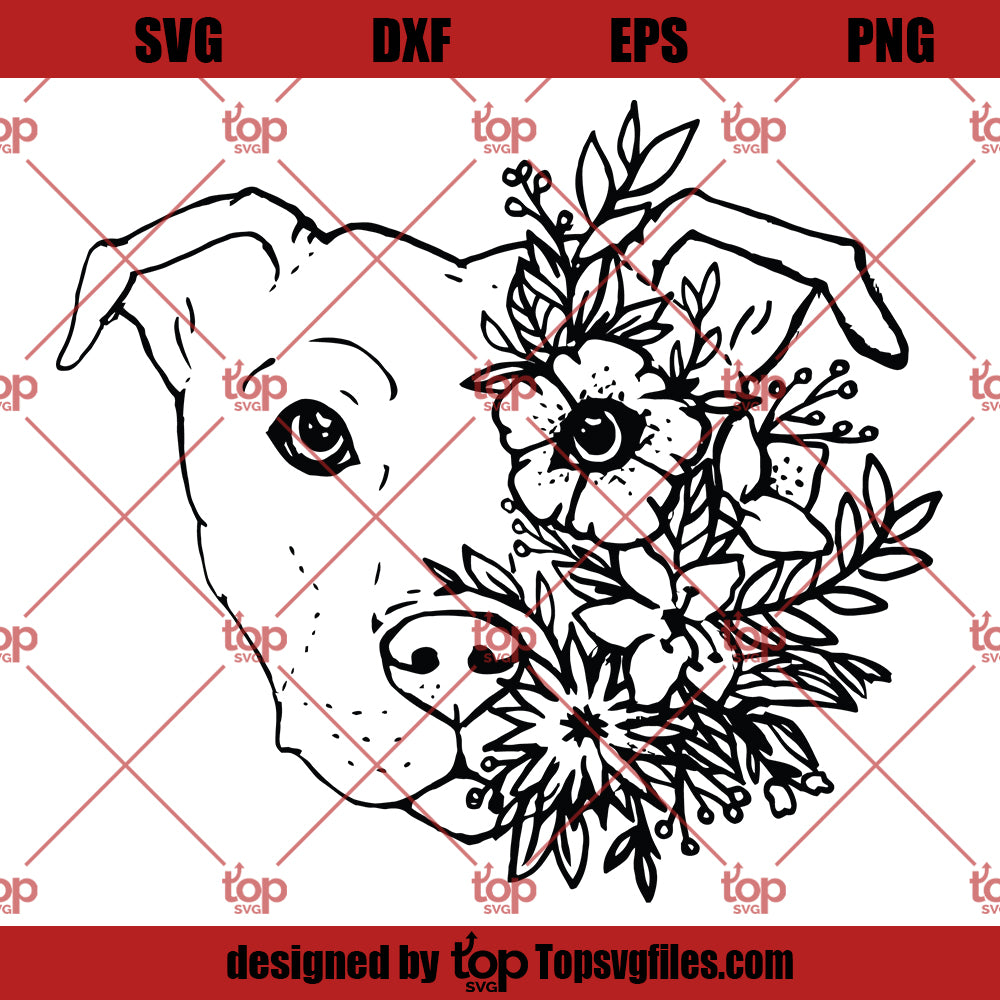 Pit svg, Pitbull svg, Flower Face svg, Dog svg, Flower svg, Instant Digital Download, Svg for cricut, svg for silhouette, svg file