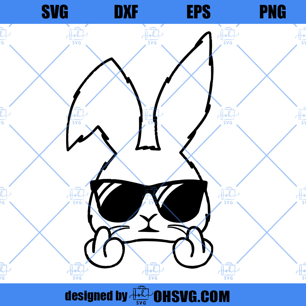 Bunny With Sunglasses SVG, Funny Easter SVG, Middle Finger Bunny SVG