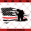Firefighter Kneeling Weathered Flag SVG, Thin Red Line SVG
