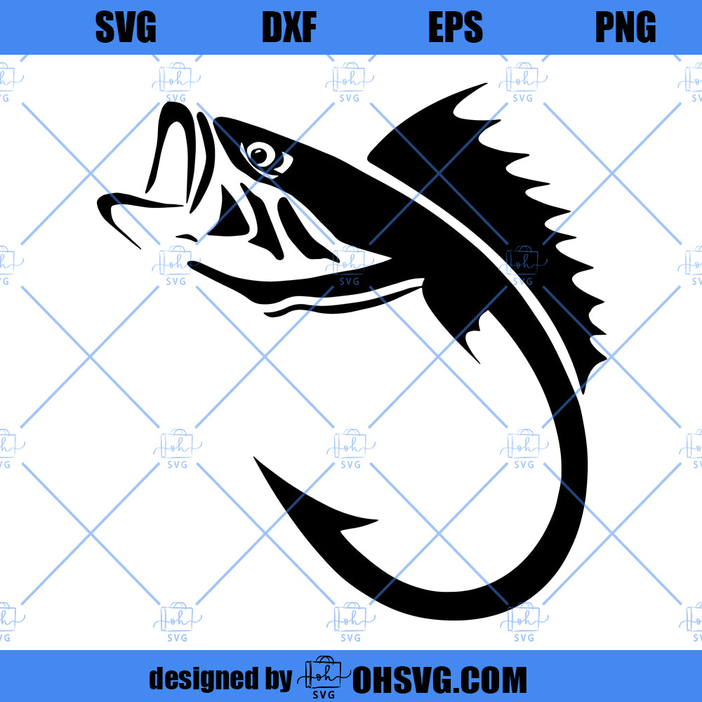 cool fish hook svg Fishing Fisher Fisherman Angler PNG Cutting Files creativeusarts Skeleton Fish Hook Svg, Bass