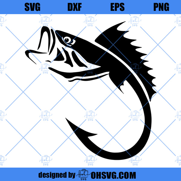 Fishing SVG, Fish hook SVG, Bass fish SVG, bass svg, bass fishing