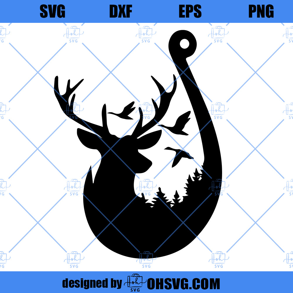 Duck SVG, Deer And Hook In SVG, Hunting And Fishing SVG