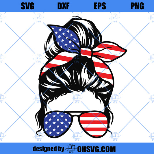 USA mom bun svg, american flag mom bun SVG, USA t-shirt cut file, patriotic svg, png, 4th of july svg, american flag mom life svg