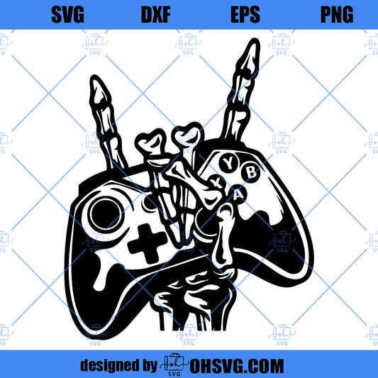 Rockin The Gamer Life SVG, Gamer Skeleton SVG, Skeleton Hand Gamer SVG