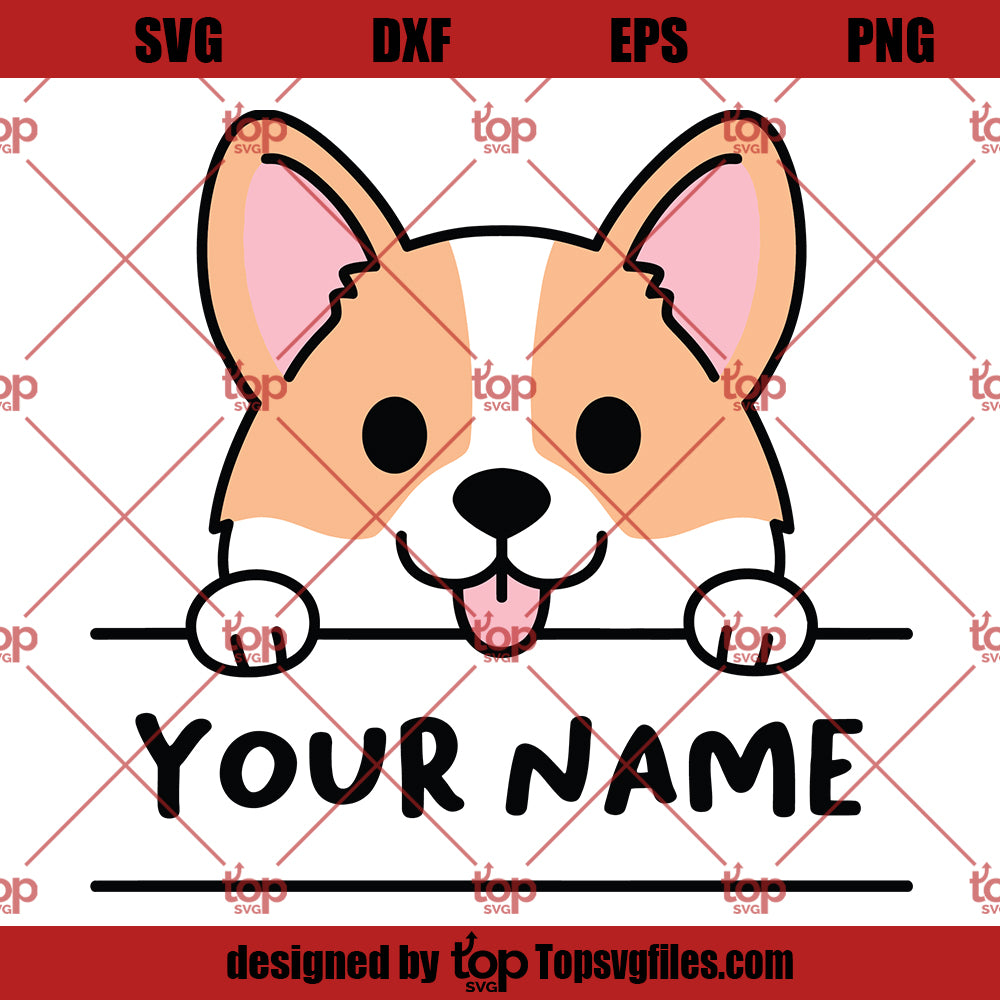 Corgi SVG, Cute Corgi Dog Name SVG, Peeking Corgi SVG