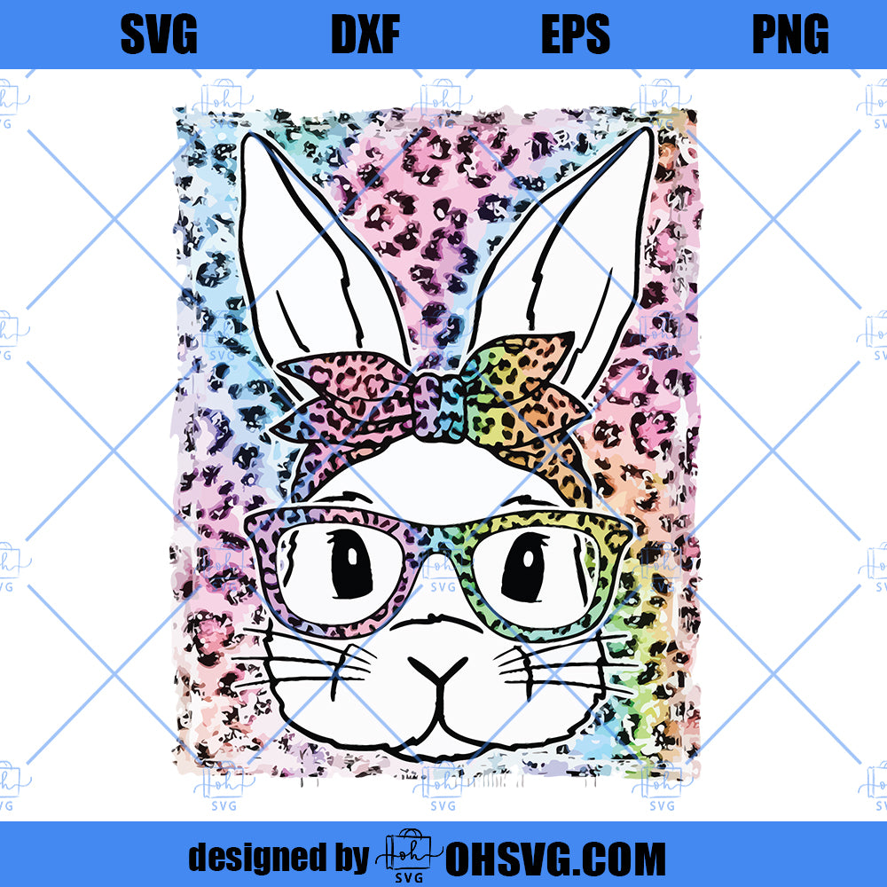 Bunny SVG, Bunny Leopard SVG, Leopard Bunny Glasses Bandana SVG