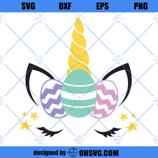 Easter Unicorn SVG, Easter Eggs Unicorn SVG, Unicorn Face SVG