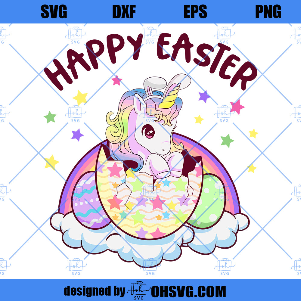 Happy Easter Unicorn SVG, Unicorn SVG, Cute Unicorn Easter's Day SVG