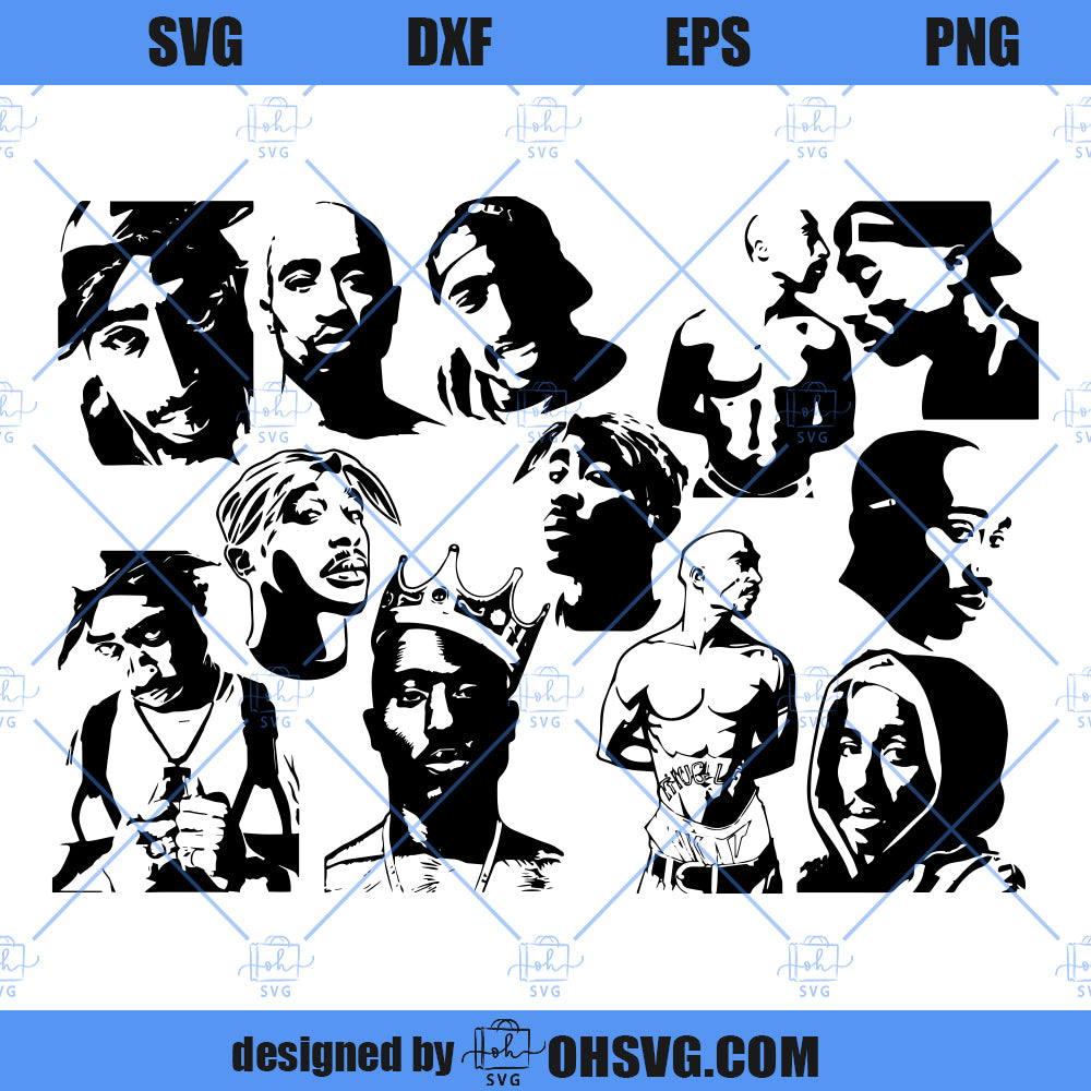 Tupac SVG, Tupac Hip Hop Rap Music Singer SVG PNG DXF Cut Files For Cricut