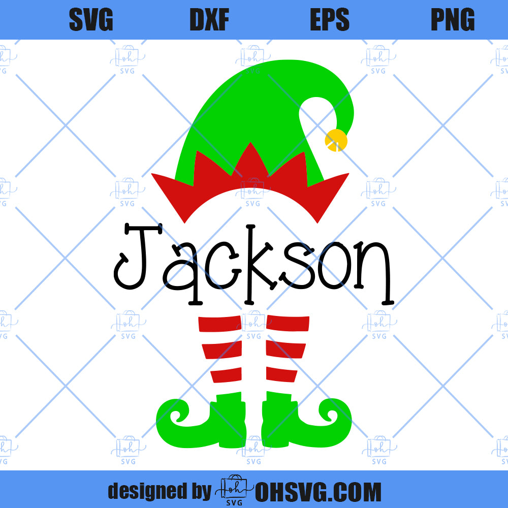 Elf SVG, Elf Split Name Frame, Custom Name Elf Christmas SVG