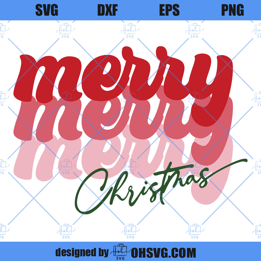 Merry Christmas SVG, Christmas SVG, Retro Font Merry Christmas SVG, Retro Christmas Decor SVG