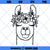 Llama SVG, Llama With Flower Crown SVG, Llama With Flowers On Head SVG, Cute Llama Face SVG