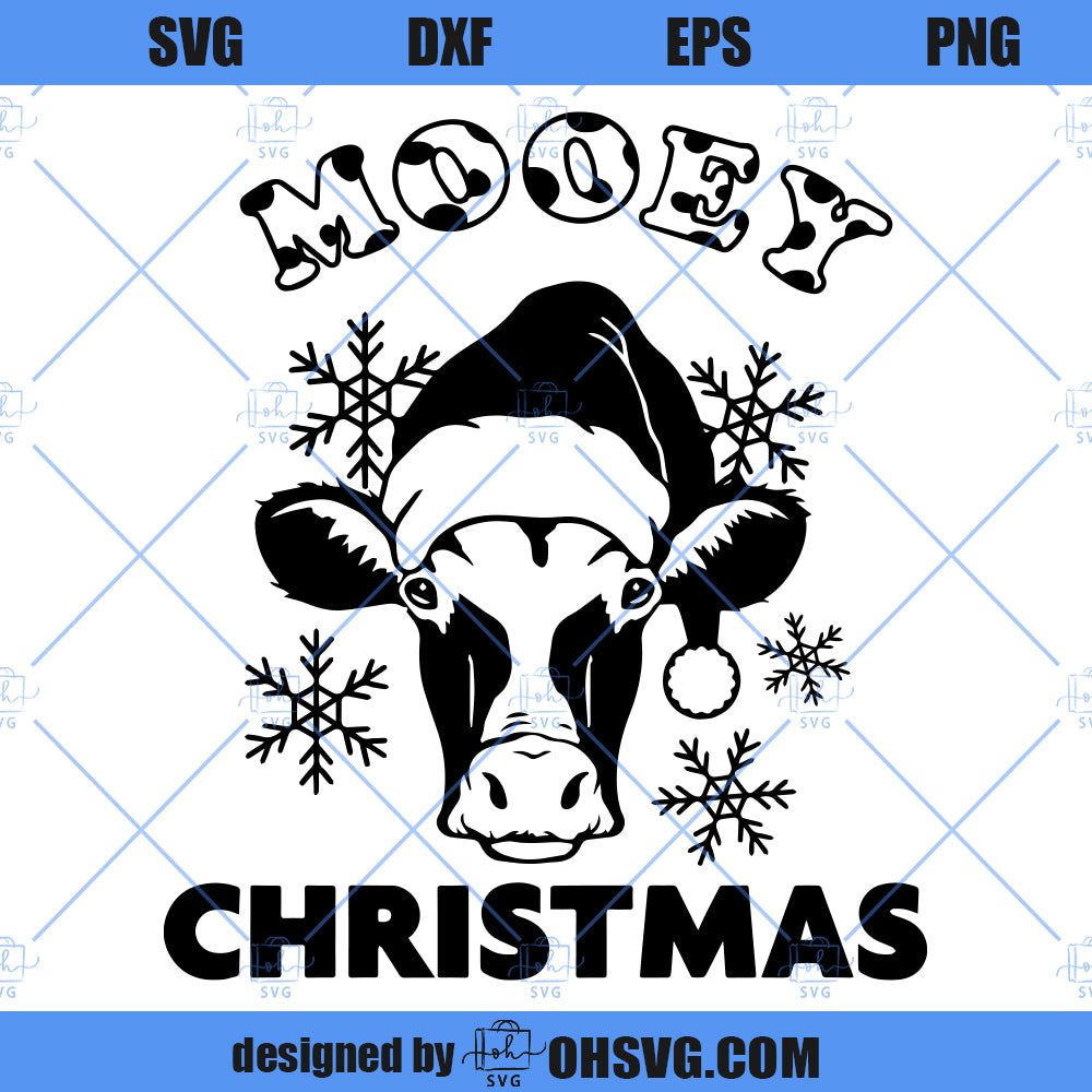 Mooey Christmas SVG, Cute Christmas Sayings SVG, Farm Cow Christmas SVG