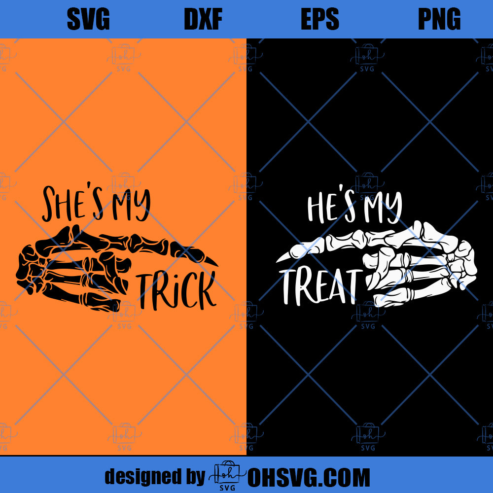 Halloween Couple SVG, She's My Trick He's My Treat SVG, Couple Funny SVG, Matching Halloween SVG