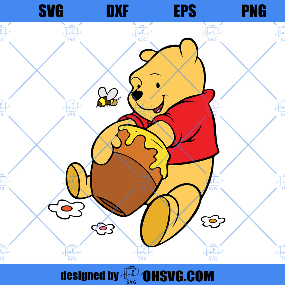 Pooh SVG, Winnie The Pooh SVG, Honey Pooh SVG PNG DXF Cut Files For Cricut
