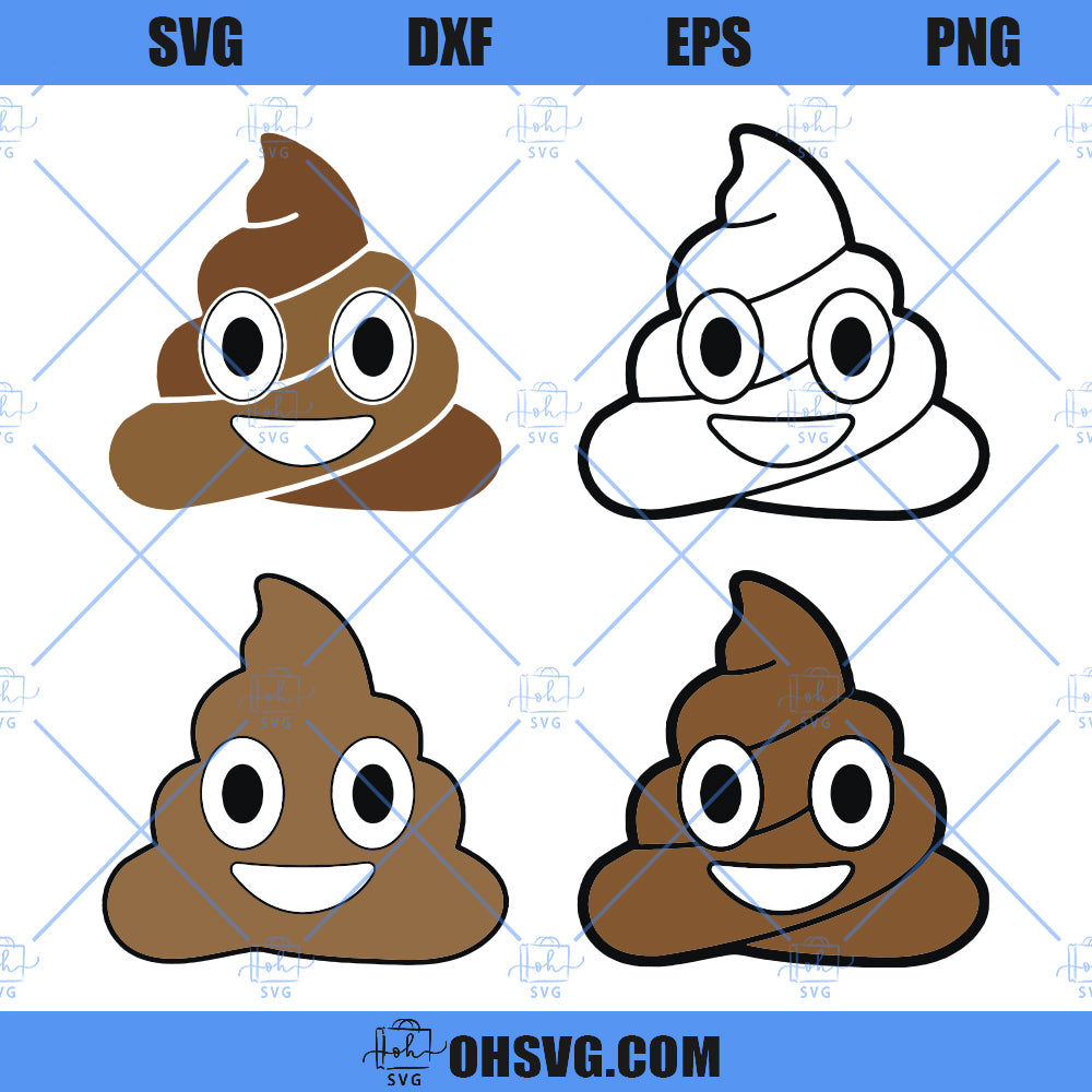 Poop Emoji SVG, Poop Face Emoji SVG, Poop Clipart, Funny Emoji Smiling Poop SVG