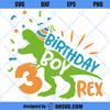 Dinosaur Birthday Boy SVG, 3rd T-Rex Birthday, Third Birthday T-Rex SVG