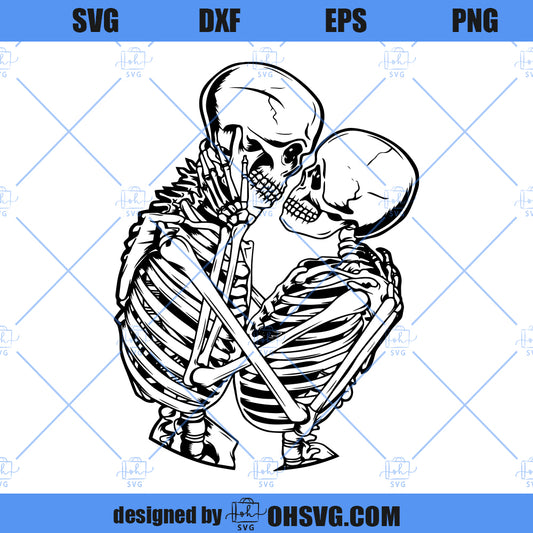 Skeletons In Love SVG, Skull Lovers SVG, Skeleton Kiss SVG, Gothic SVG, Skeleton Couple SVG