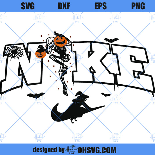 Halloween Skeleton Pumpkin SVG, Skeleton Halloween SVG, Swoosh Skeleton SVG
