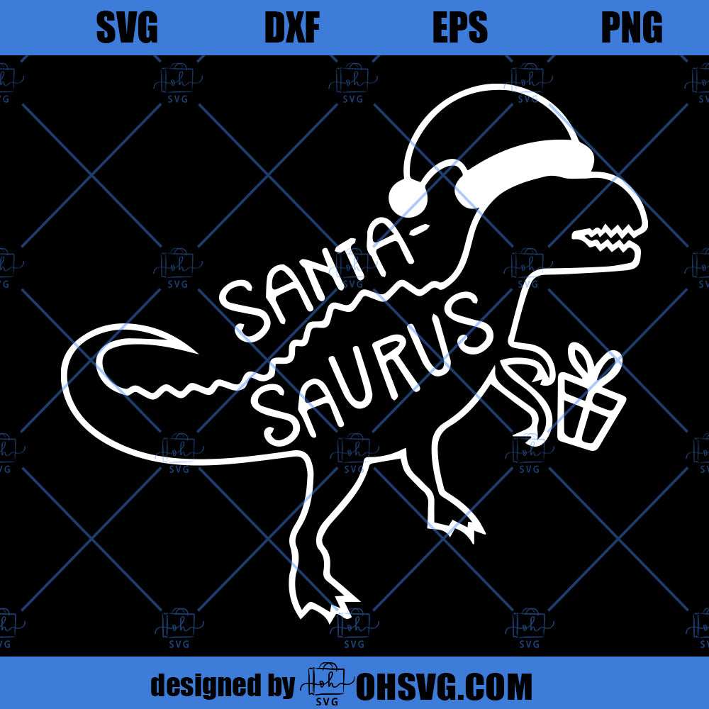 Christmas T-Rex SVG, Santa T-Rex SVG, Santa Dinosaur SVG, Boy Christmas SVG, Kids Dino SVG