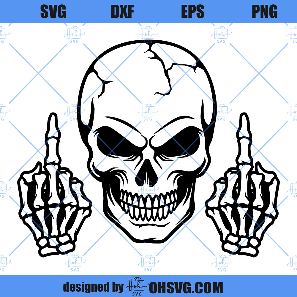 Skull Middle Finger SVG, Funny Skull SVG, Skeleton SVG, Skeleton Middle Finger SVG