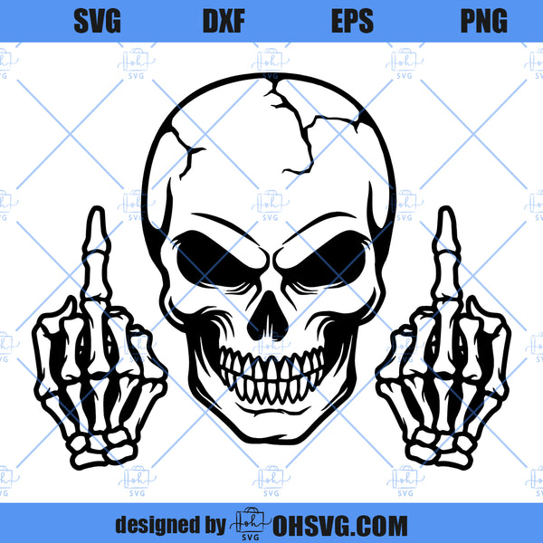 Skull Middle Finger SVG, Funny Skull SVG, Skeleton SVG, Skeleton Middl ...