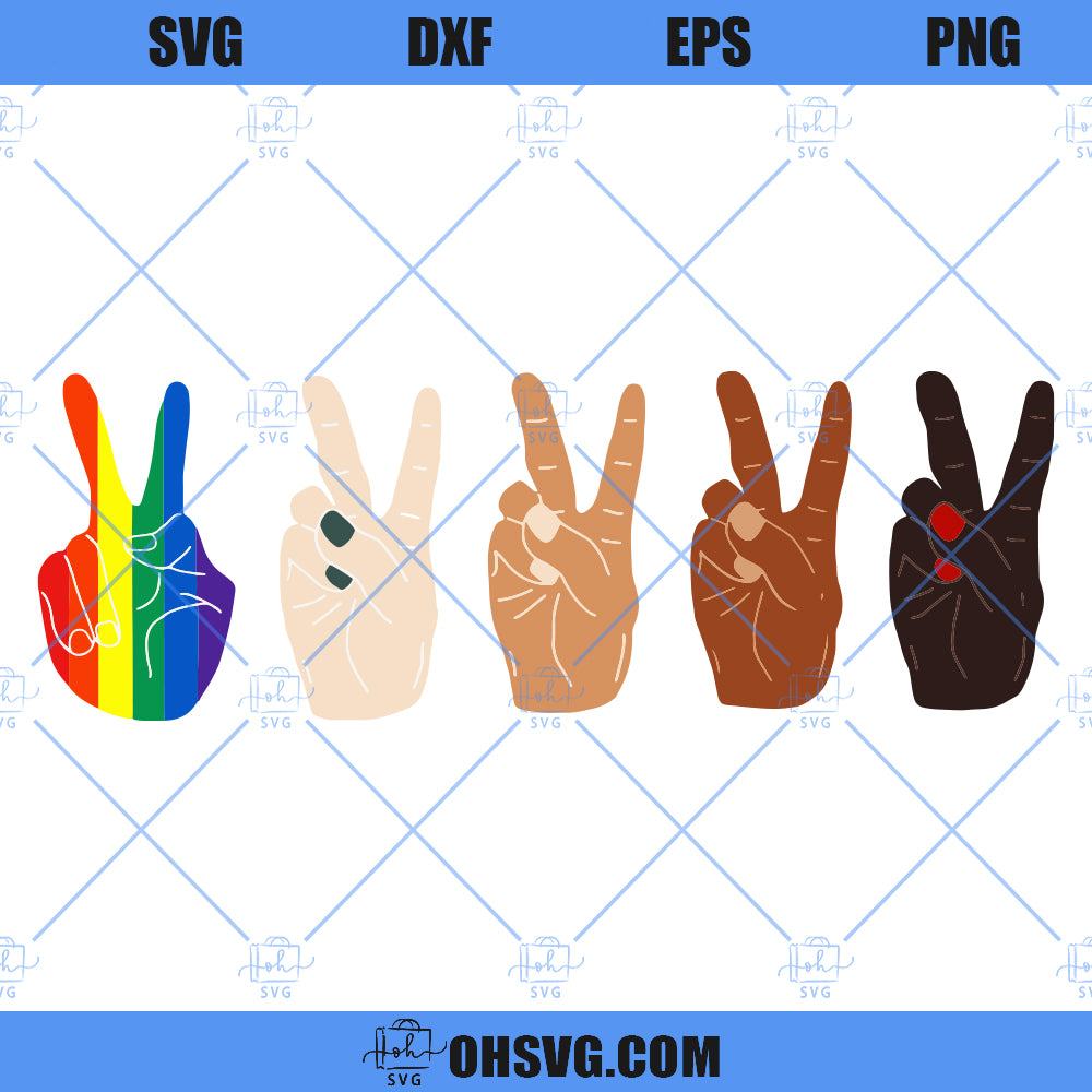 Human Hands With Peace Sign SVG, Victory Symbol SVG, Diversity Concept SVG, Rainbow Colors SVG, LGBT SVG