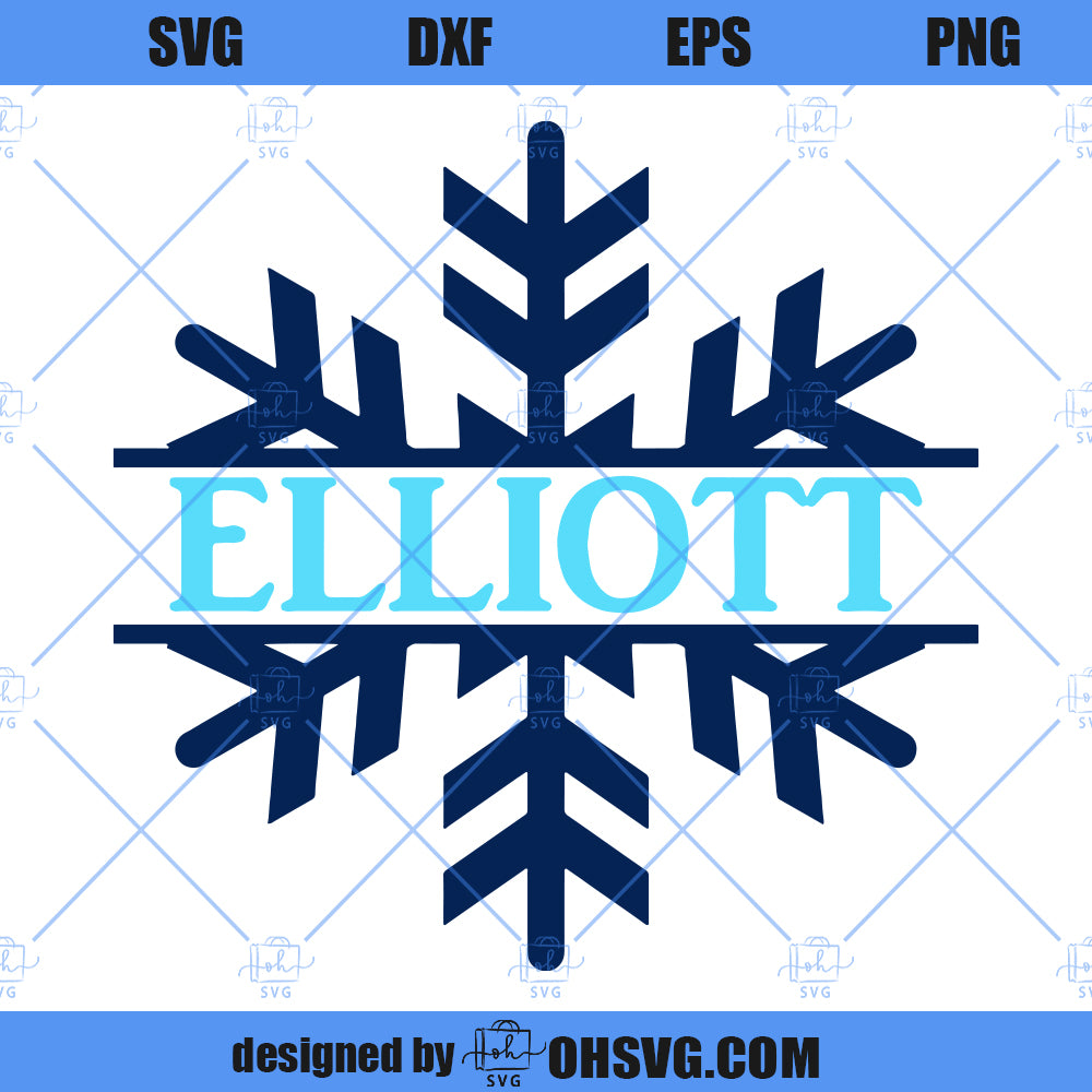 Snowflake Name Frame SVG, Custom Name Snowflake Christmas SVG, Winter SVG