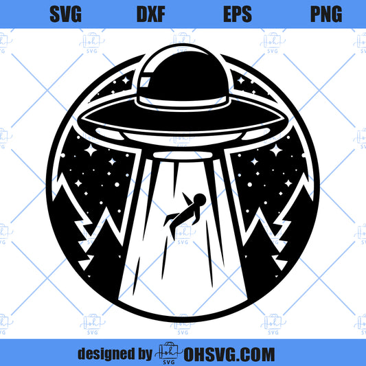 Alien Abduction SVG, Alien Clip Art UFO SVG, Space Alien SVG