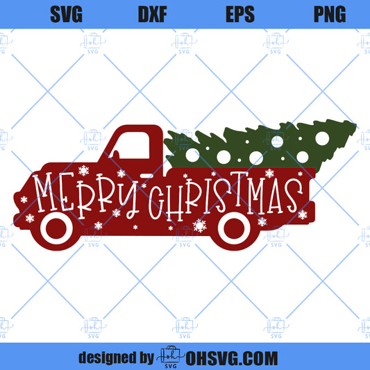 Red Christmas Tree Truck SVG, Merry Christmas SVG, Southern Christmas SVG