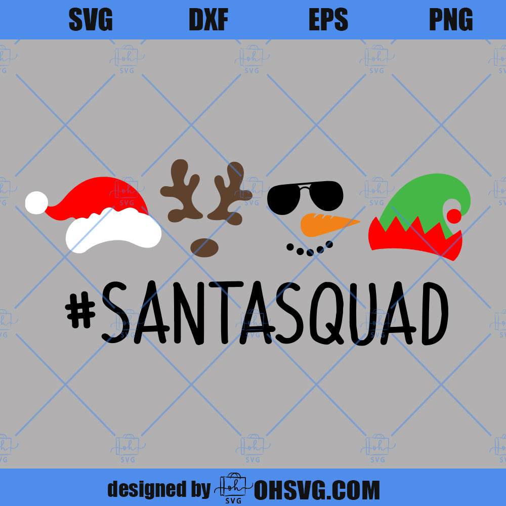 Santa Squad SVG, Kids Christmas SVG, Elf SVG, Santa Hat SVG, Reindeer SVG, Snowman SVG