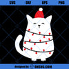 Christmas Cat SVG, Christmas SVG, Christmas Cat Tree SVG, Cute Cat Christmas Lights SVG