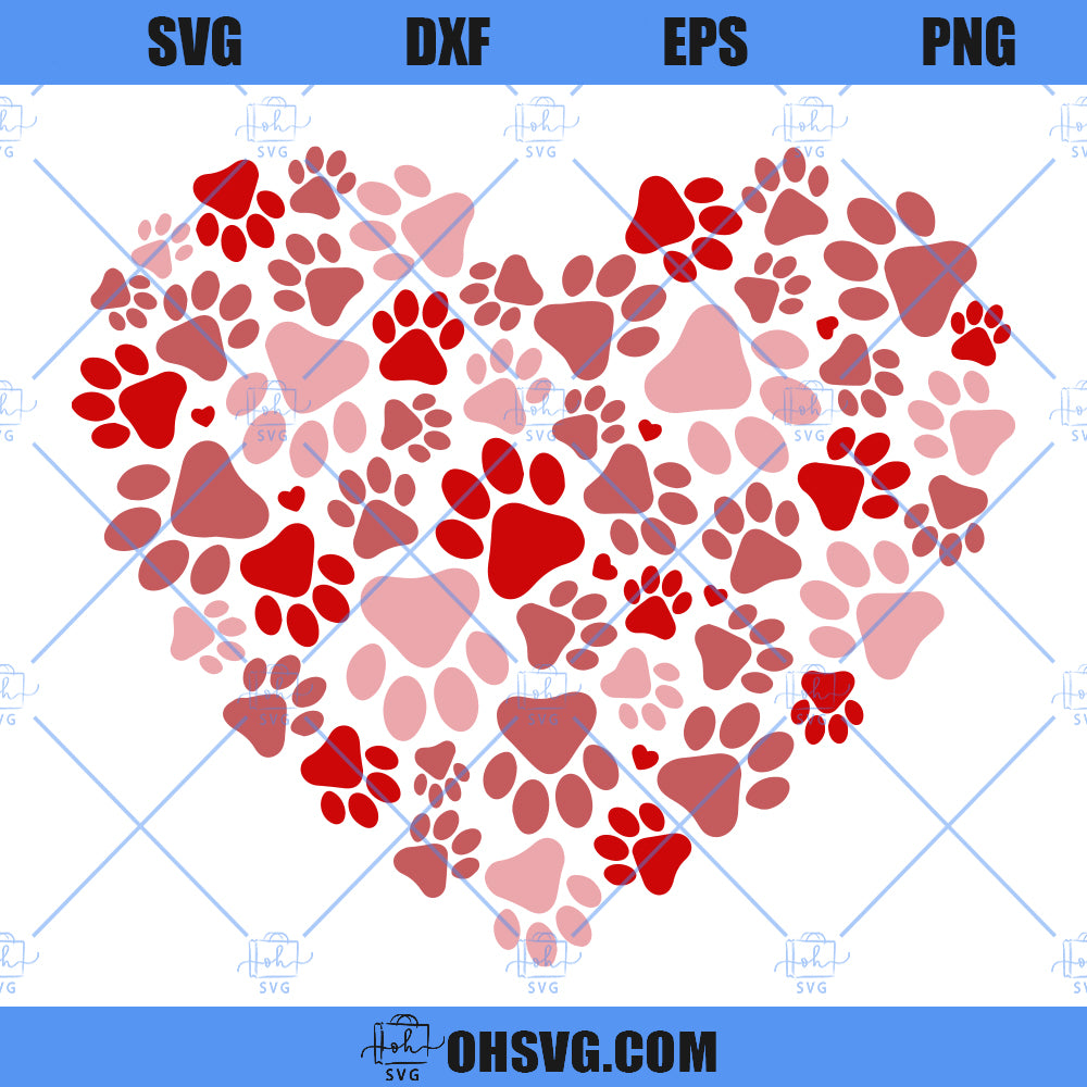 Paw Heart SVG, Dog Lover Valentines SVG, Heart SVG, Paw Mom SVG, Dog Mom Valentine SVG