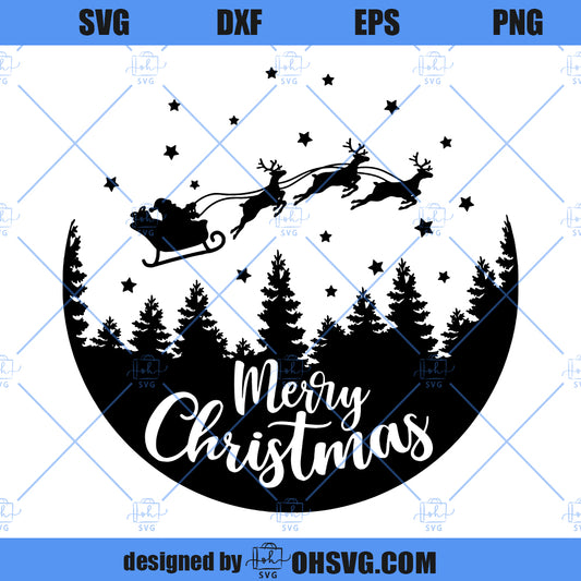 Merry Christmas SVG, Winter SVG, Christmas SVG, Flying Santa SVG, Reindeer SVG