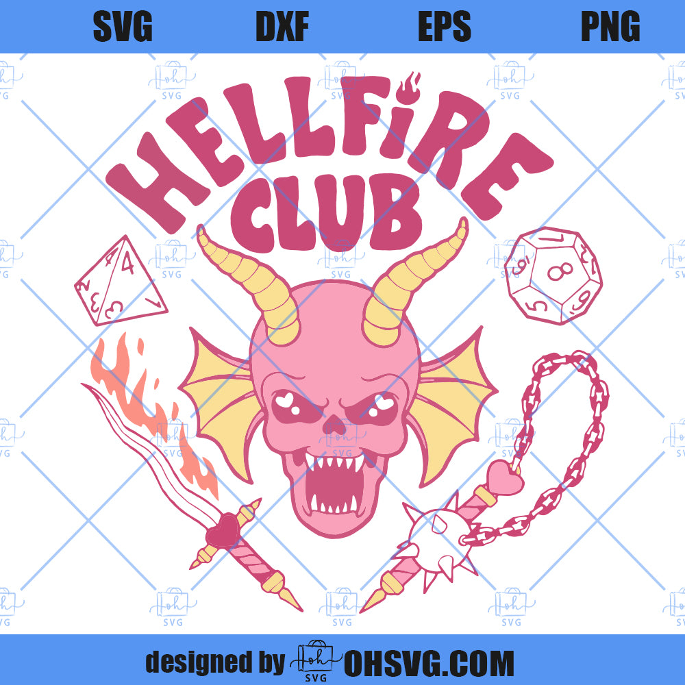 Cute Hellfire Club SVG, Pink Hellfire Club SVG, Hellfire Stanger Things SVG