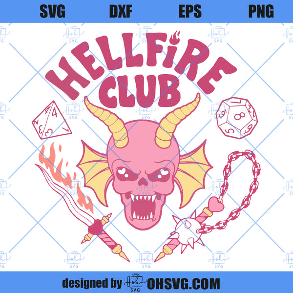 Cute Hellfire Club Svg, Pink Hellfire Club Svg, Hellfire Stanger Thing 