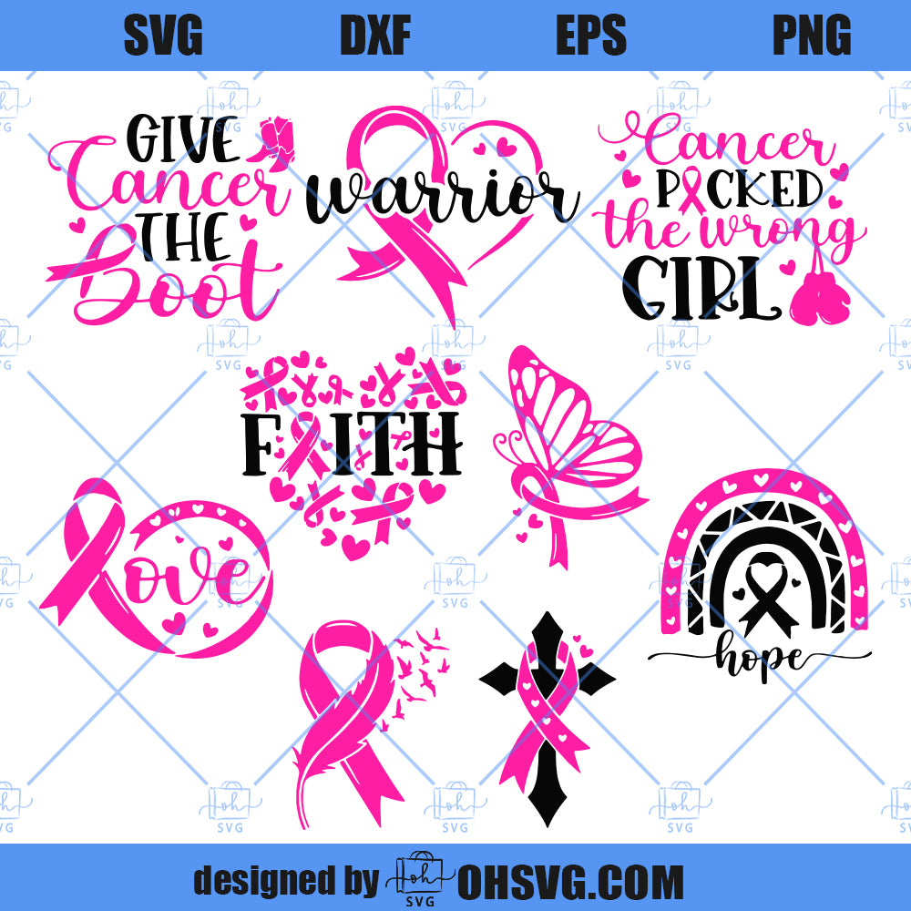 Breast Cancer Awareness Bundle SVG, Fight Cancer SVG, Cancer Survivor SVG