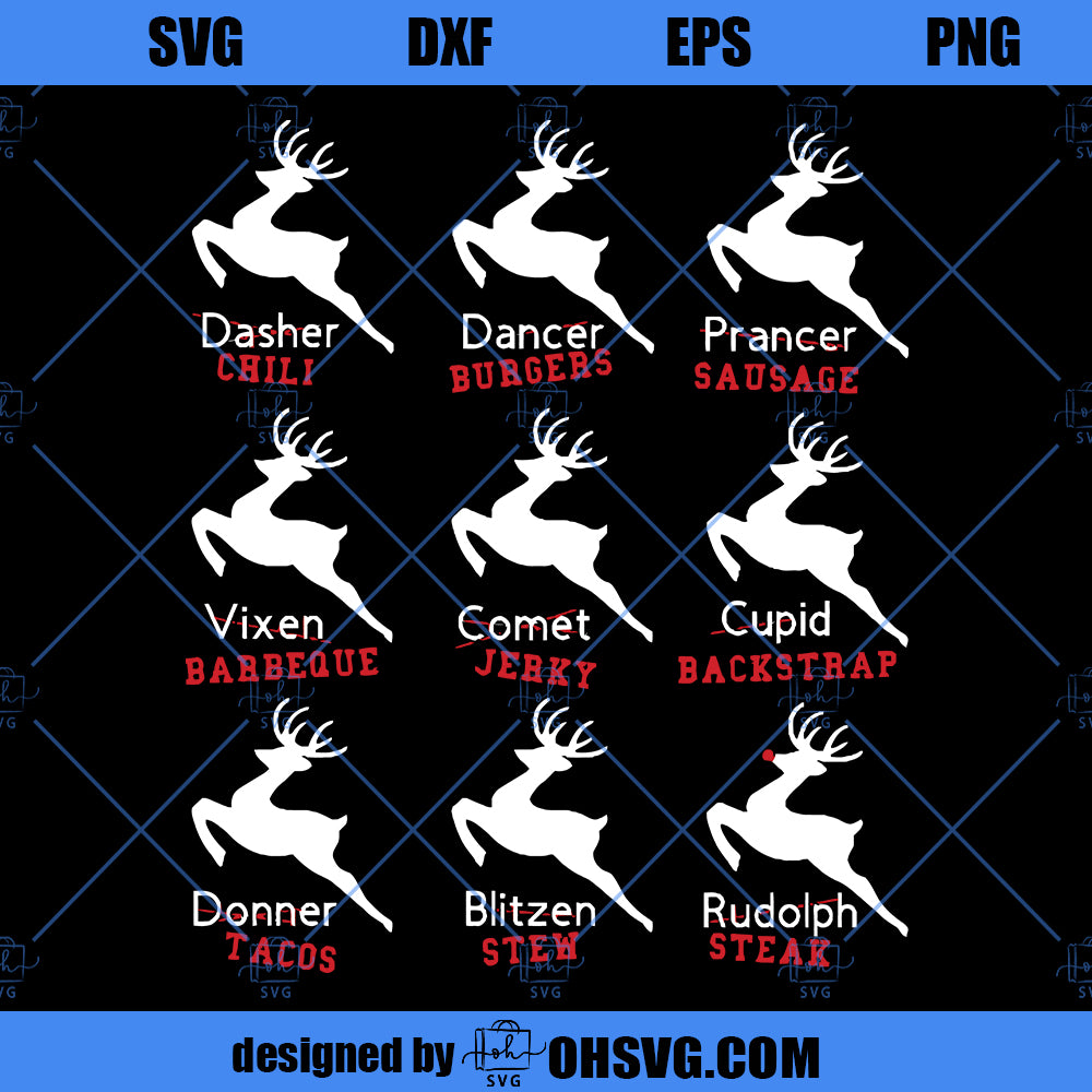 Funny Hunting Santa's Reindeer SVG, Hunter SVG PNG DXF Cut Files For Cricut