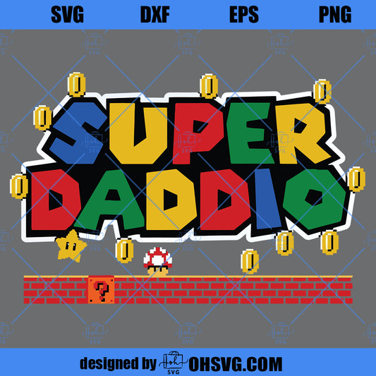 Fathers Day T Shirt SUPER DADDIO Gamer Dad Fun Gift Novelty T-Shirts