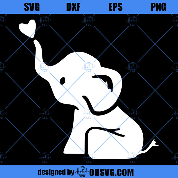 Baby Elephant SVG, Cute Elephant SVG, Elephant Baby With Heart SVG - ohsvg