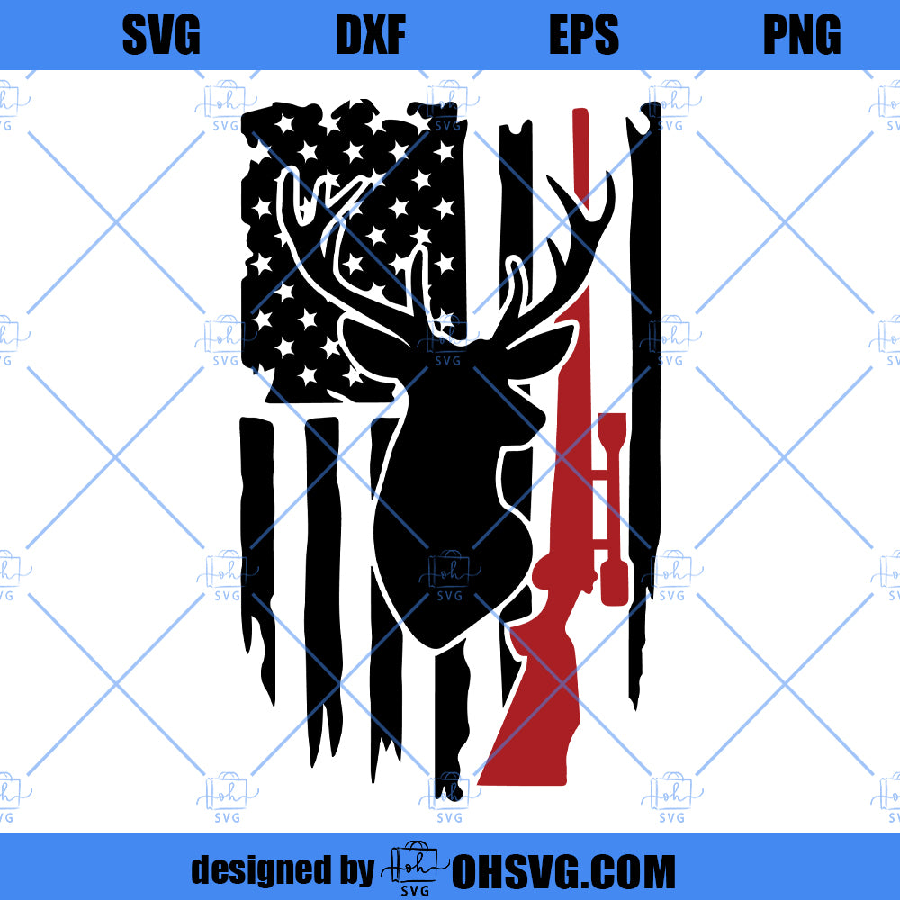 Deer Hunt Flag SVG, Deer Distressed Flag SVG, Deer Flag SVG, Hunting Deer SVG