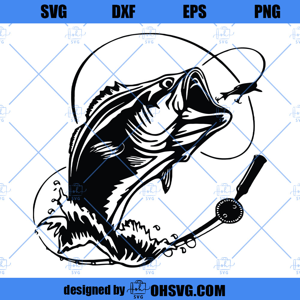 Bass Fishing SVG Fish Download Lure Clipart Sportfishing Window
