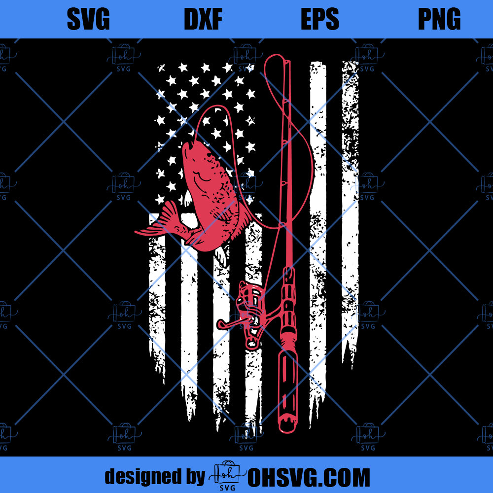 Fishing With American Flag SVG, Fly Fishing SVG, Fishing SVG