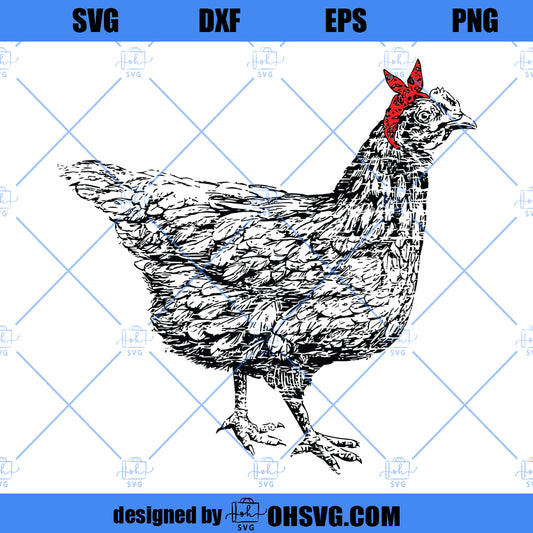 Funny Chicken SVG, Chicken Bandana SVG, Country Girl SVG, Chicken SVG