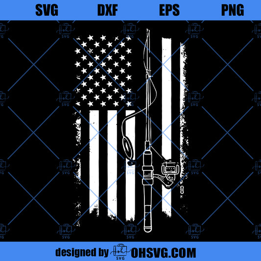 Fishing SVG, USA Fishing Flag SVG, Fisherman Fisher SVG