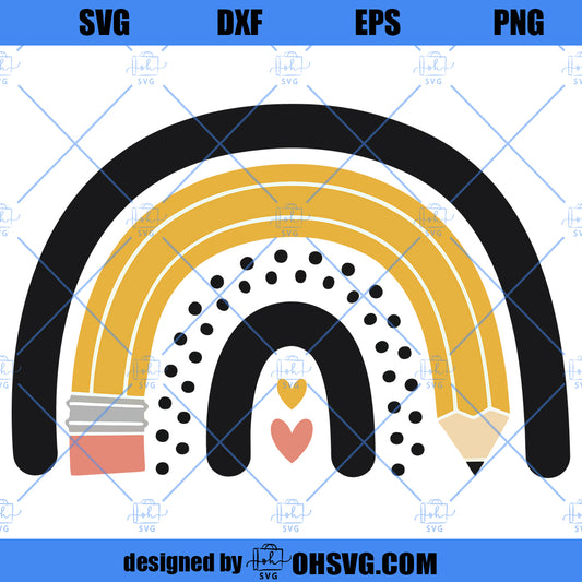 School Rainbow SVG, Pencil Rainbow SVG, Teacher Rainbow SVG