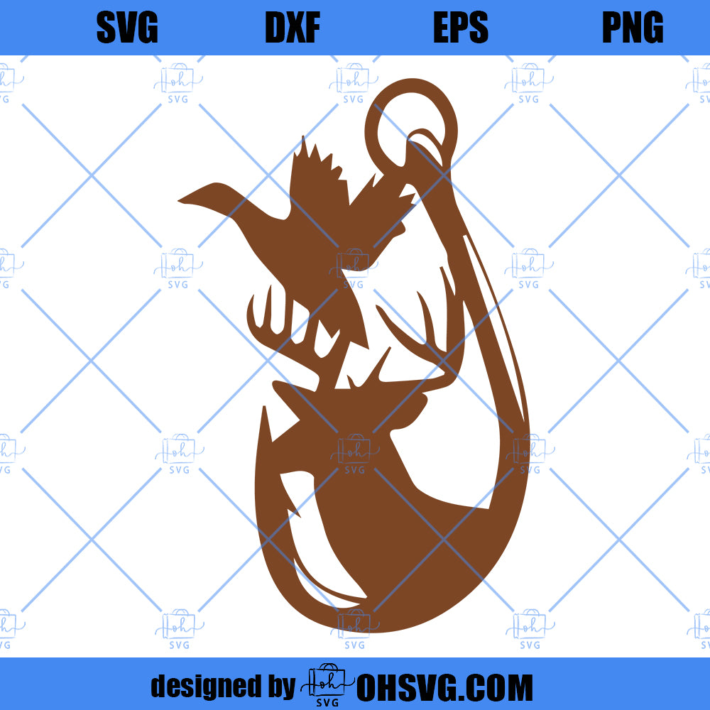 Hunting Fishing SVG, Fathers day Dad Shirt design Duck, Deer and Hook in Svg, eps, dxf, Ai PNG Format for Cricut and Silhouette