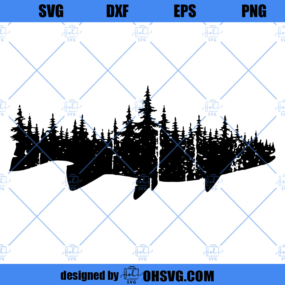 Fish And Forest SVG, Mens Fish SVG, Fisherman SVG PNG DXF Cut Files For Cricut